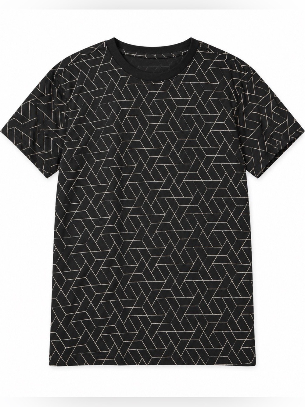 Original Use Black Short-Sleeve Geometric Crew Neck Tee